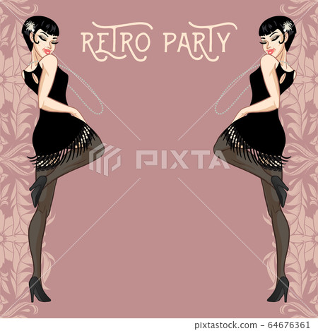 Retro party card, young woman dressed in 1920s 64676361