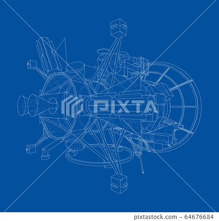 Communication satellite concept outline. Vector 64676684