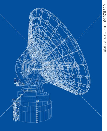 Radio Telescope concept outline. Vector 64676700