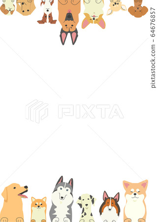 Frames of different types of dogs riding their front legs (vertical) 64676857