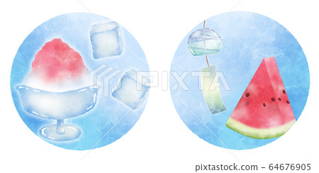 Food of summer Shaved ice and watermelon 64676905