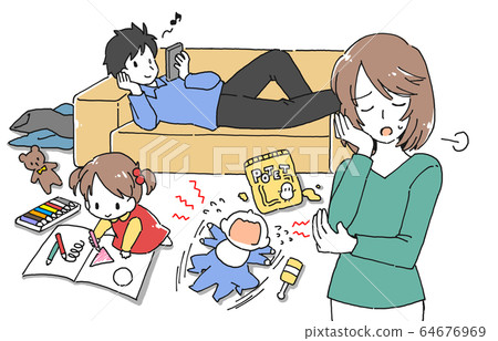 Illustration of a bored housewife 64676969
