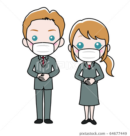 穿著口罩的男人和女人 穿著口罩的男人和女人 64677449