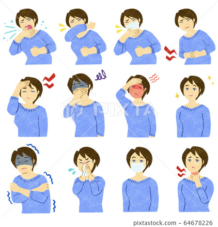 Women who are sick by symptoms 64678226