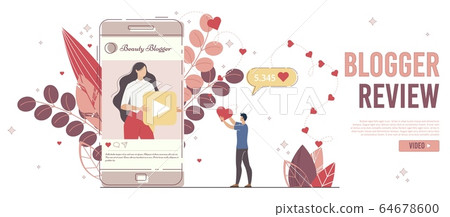 Beauty Blogger Online Review Flat Vector Concept 64678600