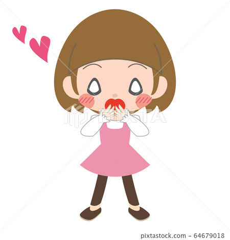 A girl who holds her mouth and is shy A girl who holds her mouth and is shy 64679018