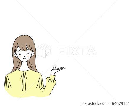 Female pose long brown hair with cheeks white border balloon 64679105