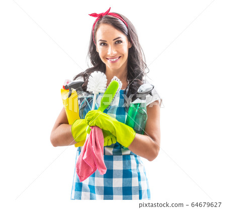 Beuatiful woman on isolated background holding Beuatiful woman on isolated background holding 64679627