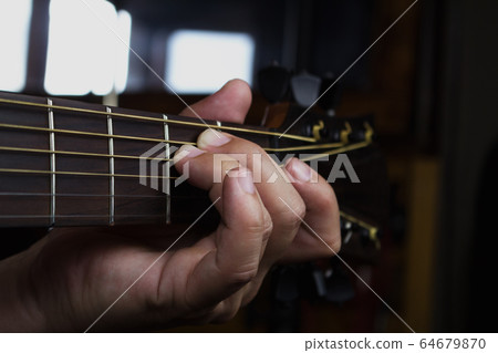Guitar Player Playing Acoustic Guitar Guitar Player Playing Acoustic Guitar 64679870