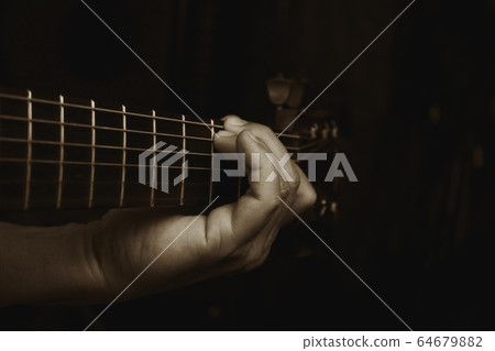 Guitar Player Playing Acoustic Guitar Guitar Player Playing Acoustic Guitar 64679882
