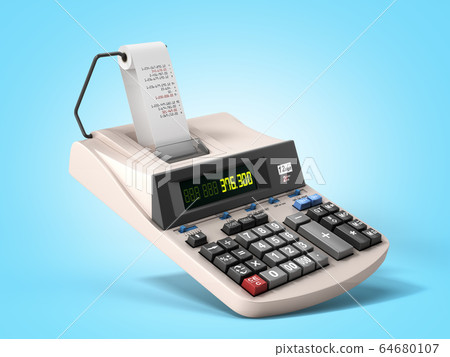 old electronic calculator front view 3d render on old electronic calculator front view 3d render on 64680107