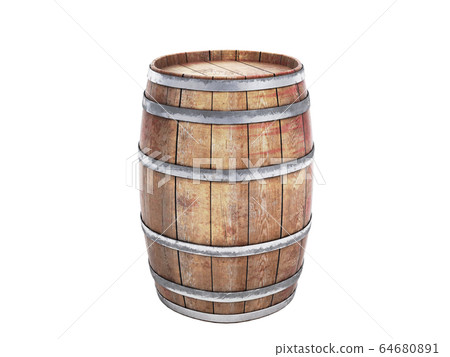 Wooden barrels isolated on white background 3d 64680891