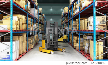 Hangar delivery warehouse 3d render image Hangar delivery warehouse 3d render image 64680892
