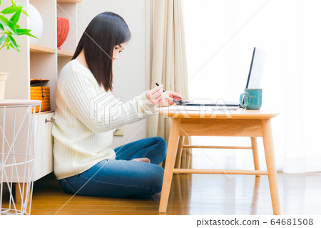 印章郵票的女人復制空間 印章郵票的女人復制空間 64681508