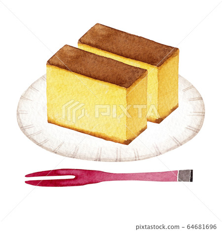 Castella Japanese sweets watercolor illustration Castella Japanese sweets watercolor illustration 64681696