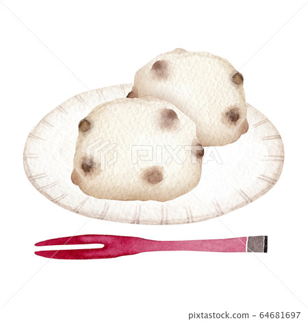Mame Daifuku Japanese confectionery watercolor illustration Mame Daifuku Japanese confectionery watercolor illustration 64681697