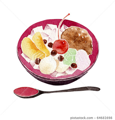 Anmitsu Japanese sweets watercolor illustration Anmitsu Japanese sweets watercolor illustration 64681698