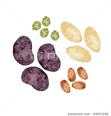 Anatto Japanese sweets watercolor illustration 64681699