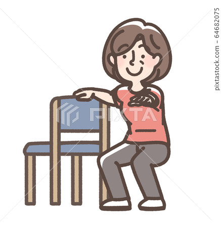 備有深蹲女性中年椅子 64682075