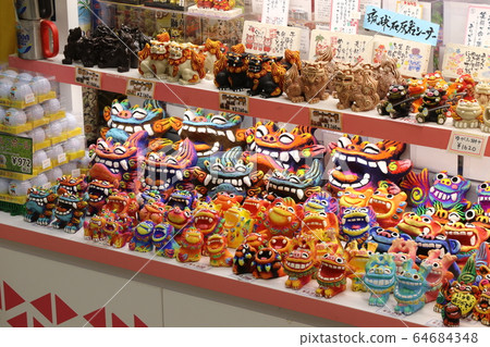 Okinawa souvenirs (Shisa statue) sold at Naha Airport Okinawa souvenirs (Shisa statue) sold at Naha Airport 64684348