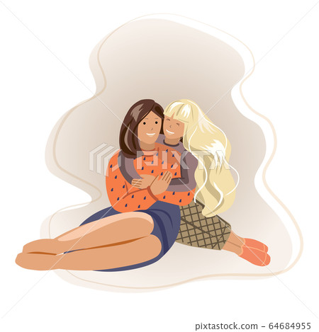 mother daughter sit hug conversation smiling happy mother daughter sit hug conversation smiling happy 64684955