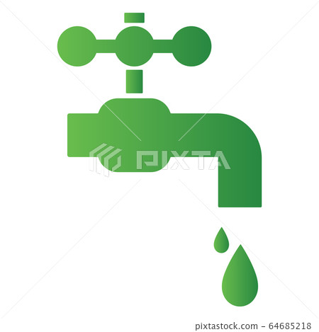 Green water tap icon isolated on white background. Green water tap icon isolated on white background. 64685218