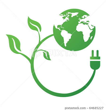 Green leaves, earth and plug icon isolated on Green leaves, earth and plug icon isolated on 64685227