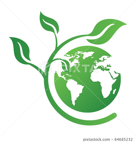Ecology concept icon with earth and leaves. 64685232