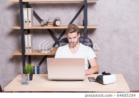 Online sales technologies. Boss in office. Man Online sales technologies. Boss in office. Man 64685284