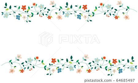 Scandinavian flower and leaf frame (up and down) Scandinavian flower and leaf frame (up and down) 64685497
