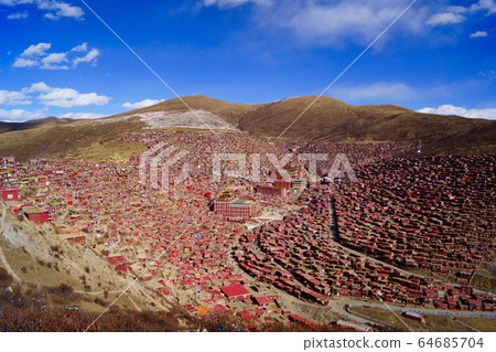 Landscape of Larungar Gompa, Kham region, Tibet Landscape of Larungar Gompa, Kham region, Tibet 64685704