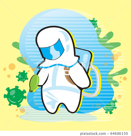 The man hazmat suit and virus vector image for medical content. The man hazmat suit and virus vector image for medical content. 64686150