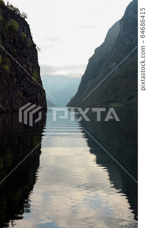 Fjord and mountains in spring Fjord and mountains in spring 64686415