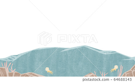 Ancient undersea landscape frame illustration 64688143