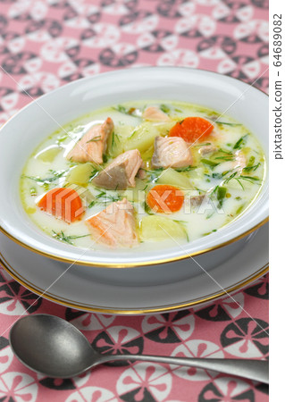 Finnish salmon soup, Lohikeitto Finnish salmon soup, Lohikeitto 64689082