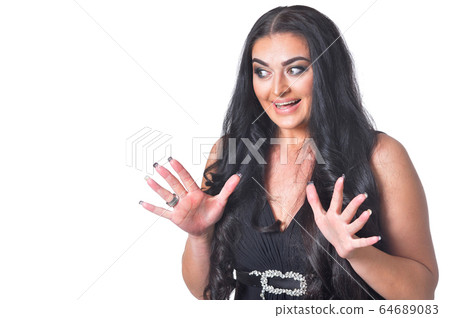 Close up portrait of beautiful brunette woman posing Close up portrait of beautiful brunette woman posing 64689083