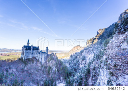 Snowscape and Neuschwanstein Castle 64689342