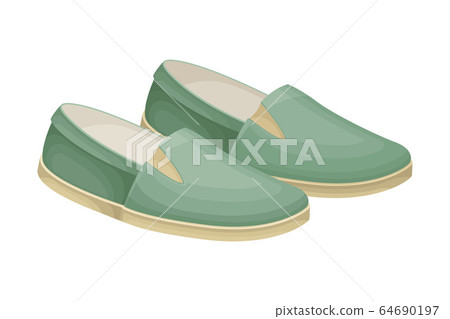 Men Casual Pair of Loafers or Moccasins without Shoelace Isolated on White Background Vector Illustration Men Casual Pair of Loafers or Moccasins without Shoelace Isolated on White Background Vector Illustration 64690197