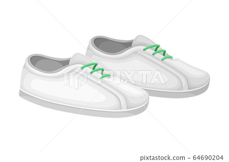 Men Casual White Shoes or Sneakers with Shoelace Isolated on White Background Vector Illustration Men Casual White Shoes or Sneakers with Shoelace Isolated on White Background Vector Illustration 64690204