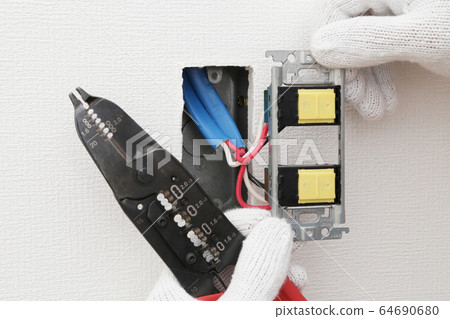 Electrical work Lighting switch construction site Electrical work Lighting switch construction site 64690680