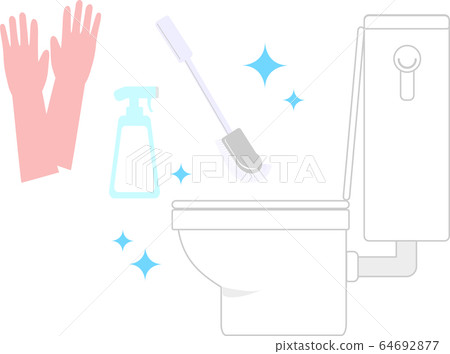 廁所和廁所清潔設備的插圖 64692877