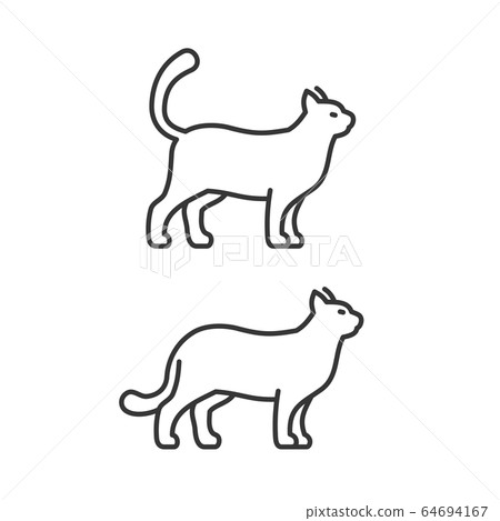Walking Cat Icons on White Background. Line Style Vector Walking Cat Icons on White Background. Line Style Vector 64694167