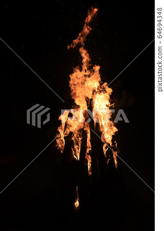 Bustling of beautiful torch fire and fire festival seen at Kurama Fire Festival in Sakyo-ku, Kyoto Bustling of beautiful torch fire and fire festival seen at Kurama Fire Festival in Sakyo-ku, Kyoto 64694348