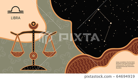 Zodiac background. Constellation Libra. Horizontal banner. Vector illustration 64694919