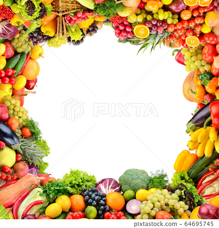 Collage healthy vegetables and fruits  64695745