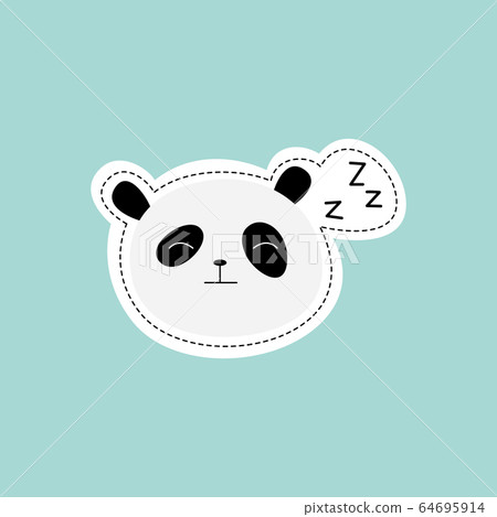 Cartoon panda sleeping - cute sticker of baby animal's head 64695914