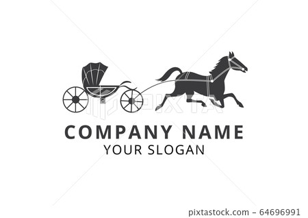 Transportation company logo or card with carriage, flat vector illustration. Transportation company logo or card with carriage, flat vector illustration. 64696991