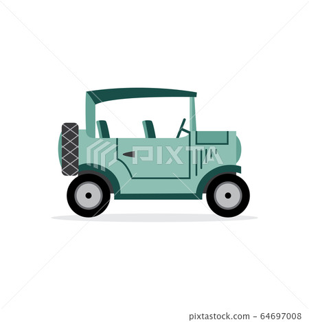 Vintage automobile or old car cartoon icon flat vector illustration isolated. 64697008