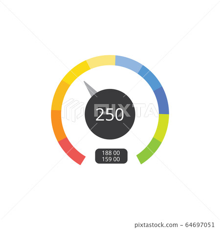 Speed or fuel level meter tool of dashboard, flat vector illustration isolated. 64697051