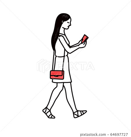 woman walking cartoon